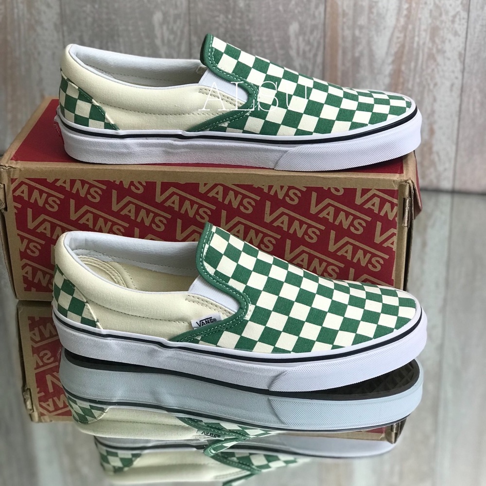 VANS Classic Slip On Checkerboard Grape Green W - Picture 3 of 8